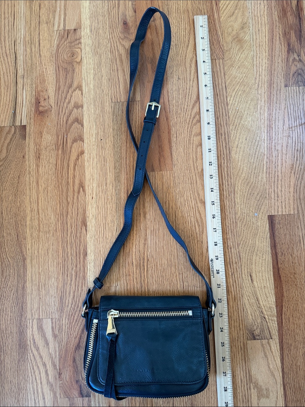 Aimee Kestenberg Black Leather Crossbody with Gold Zippers - Picture 10 of 10